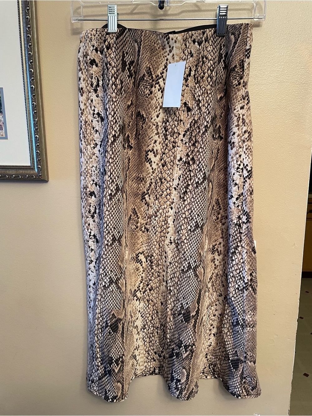 Sanctuary Beige and Black Snake-Print Maxi Skirt- NWT